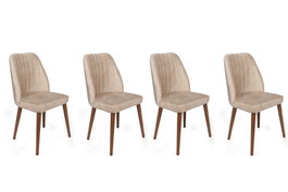 Hanah Home Alfa-464 V4 Juego de Sillas Crema y Nogal